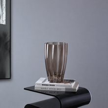 Load image into Gallery viewer, Amber Smoke Ripple Glass Vase