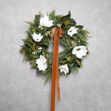 Load image into Gallery viewer, White Magnolia Christmas Wreath – 60cm