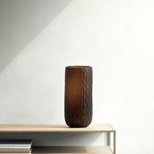 Load image into Gallery viewer, Molten Earth – Frosted Amber Glass Vase 33CM High