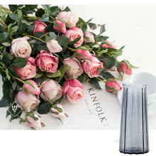 Load image into Gallery viewer, Bulgarian Rose Two Heads Artificial Silk Flowers Stem 8 colors selections001-008