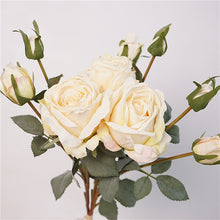 Load image into Gallery viewer, Rose Bunch Artificial Silk Flower Cream White ROSEBUNCH002
