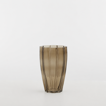 Load image into Gallery viewer, Amber Smoke Ripple Glass Vase
