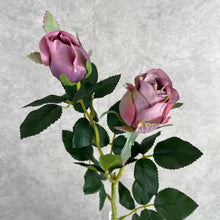 Load image into Gallery viewer, Bulgarian Rose Two Heads Artificial Silk Flowers Stem 8 colors selections005 purple
