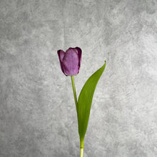 Load image into Gallery viewer, Tulip Artificial Real Touch Silk Flowers 36cm Stem 7 Color Selections TULIP017 short purple
