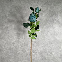 Load image into Gallery viewer, Bulgarian Rose Two Heads Artificial Silk Flowers Stem 8 colors selections008 Blue
