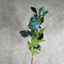 Load image into Gallery viewer, Bulgarian Rose Two Heads Artificial Silk Flowers Stem 8 colors selections008 Blue
