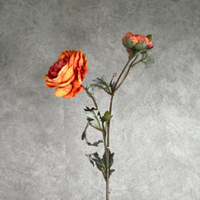 Load image into Gallery viewer, Ranunculus Artificial Silk Flower Stem Orange RANUNCULUS010
