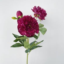 Load image into Gallery viewer, Peony 3 Heads Artificial Silk Flower Stem 5 color Selections
