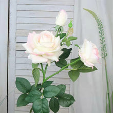 Load image into Gallery viewer, Rose Real Touch 3 Heads Artificial Silk Flower Stem light pink  ROSE010
