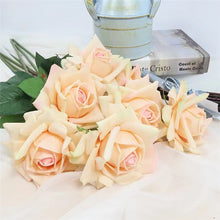 Load image into Gallery viewer, Rose Real Touch Single Head Artificial Silk Flower Stem Champagne ROSE083
