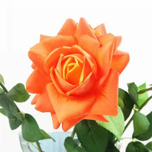 Load image into Gallery viewer, Rose Real Touch Single Head Artificial Silk Flower Stem Orange ROSE021
