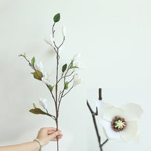 Load image into Gallery viewer, Magnolia 9 Heads Artificial Silk Flower 76cm Stem White MAGNOLIA003

