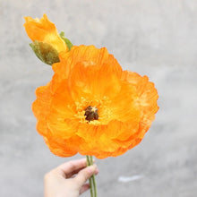Load image into Gallery viewer, Poppy 105CM Artificial Silk Flowers Stem Orange-yellow 002
