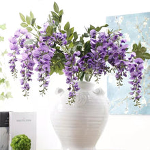 Load image into Gallery viewer, Wisteria Artificial Silk Flower Stem Purple WISTERIA004

