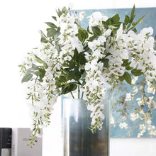 Load image into Gallery viewer, Wisteria Artificial Silk Flower Stem White WISTERIA003
