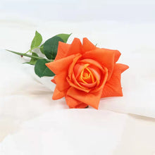 Load image into Gallery viewer, Rose Real Touch Single Head Artificial Silk Flower Stem Orange ROSE021
