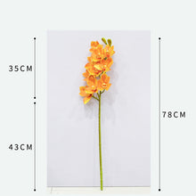 Load image into Gallery viewer, Orchid Cymbidium 10 Heads Artificial Silk Flower Bright Yellow ORCHID005
