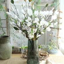 Load image into Gallery viewer, Magnolia 9 Heads Artificial Silk Flower 76cm Stem White MAGNOLIA003
