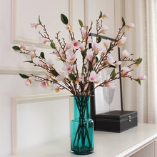 Load image into Gallery viewer, Magnolia 10 Heads Artificial Silk Flower Stem Pink MAGNOLIA006
