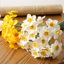 Load image into Gallery viewer, Narcissus Daffodils Artificial Silk Flower Bunch White NARCI001
