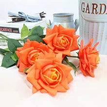 Load image into Gallery viewer, Rose Real Touch Single Head Artificial Silk Flower Stem Orange ROSE021
