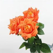 Load image into Gallery viewer, Rose Real Touch Single Head Artificial Silk Flower Stem Orange ROSE021
