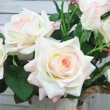 Load image into Gallery viewer, Rose Real Touch 3 Heads Artificial Silk Flower Stem light pink  ROSE010
